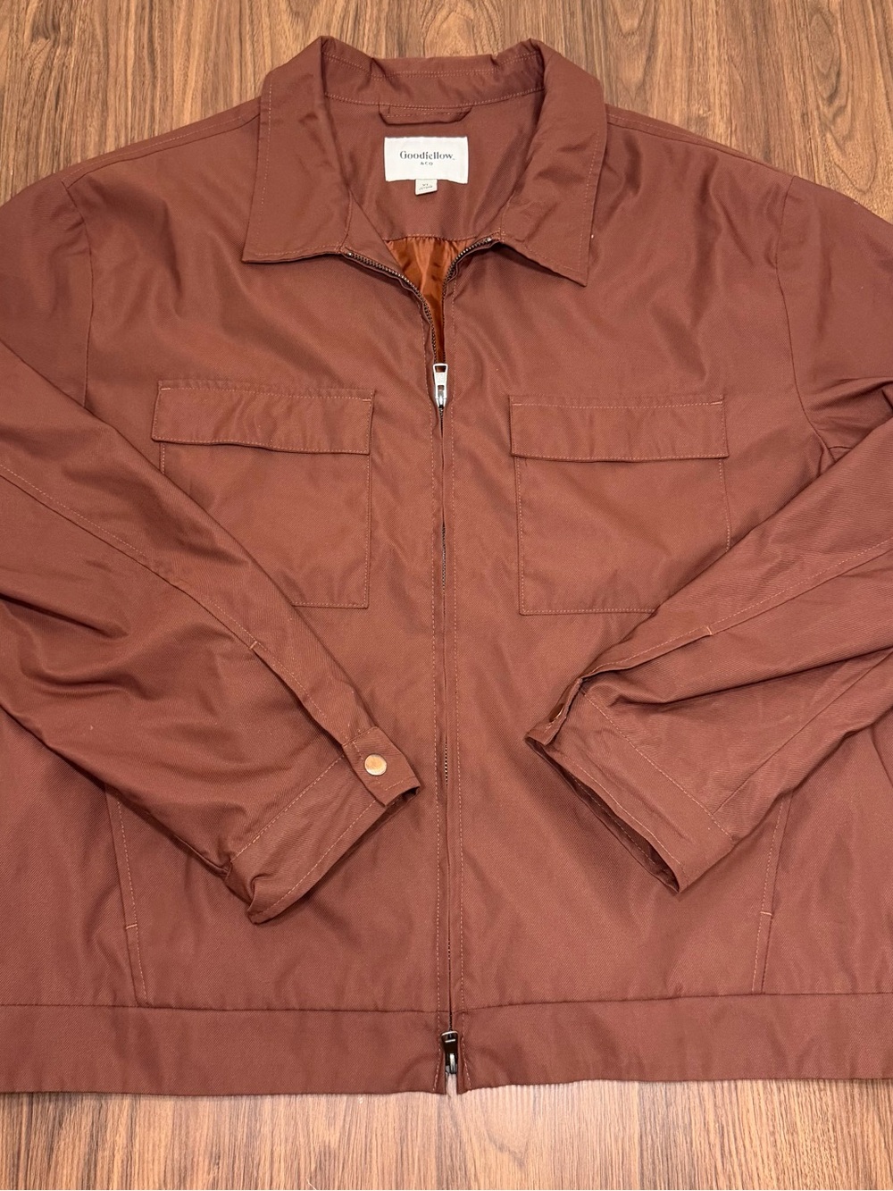 Goodfellow & Co Men's Rust Brown Zip-Front Shirt Jacket